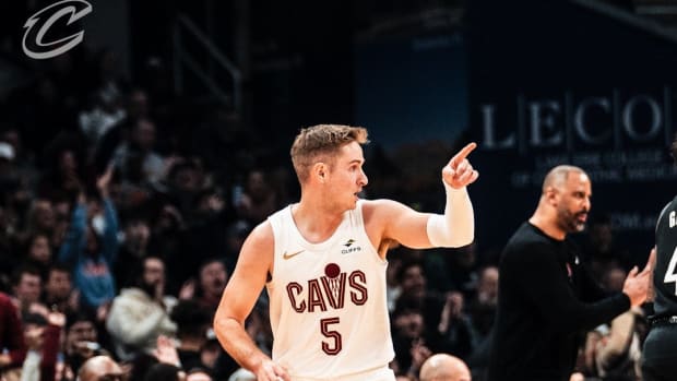 Sam Merrill scores a career-high 19 points in the Cleveland Cavaliers win over the Houston Rockets.